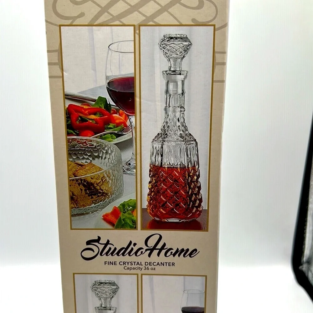Studio Home Fine Crystal Handmade Bar Decanter 36 oz New in Box! - Picture 5 of 5